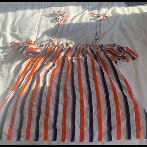 Striped off-the-shoulder blouse